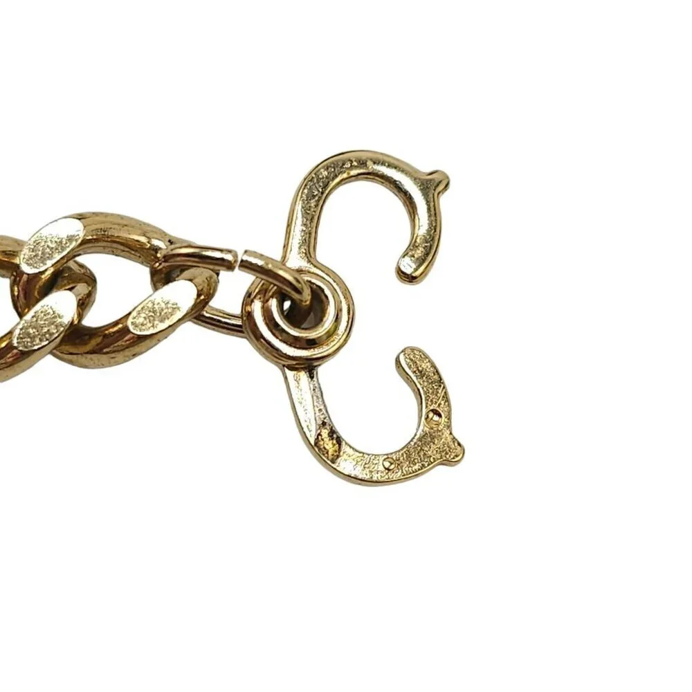 Speidel Diamond Engraved TOM Bar Chain Bangle Bracelet Gold Tone Vintage